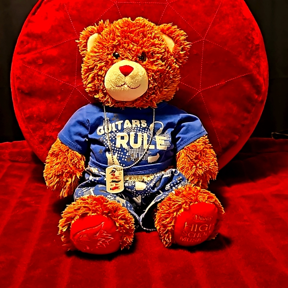 14" Build-A-Bear BABW Classic Brown Teddy Bear w Rockstar Shop clothes